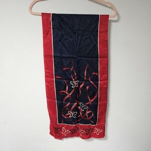 Vtg WEEKENDER Ltd Ed Rectangle BUTTERFLY Blue Redl 100% Silk SCARF 14X54 Anniv